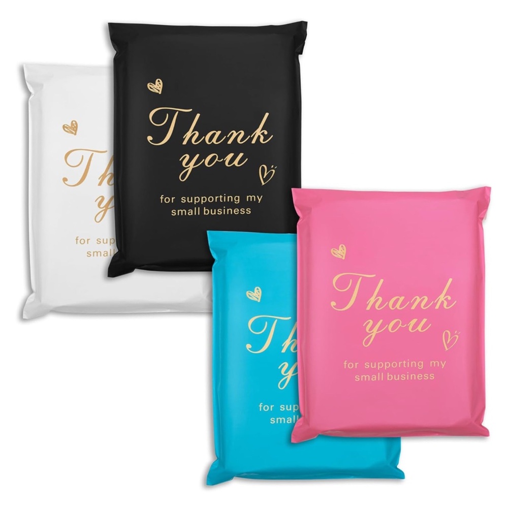 Thank You - 6 x 9 inch polyethylene envelopes, 100 units, waterproof and tear-re